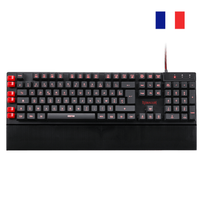 Redragon K505 Gaming Keyboard, French AZERTY, Rainbow Backlight, 26 Anti-Ghosting Keys, Wired Gaming Keyboard, Membrane Keyboard, 5 Key Macro Integration, Multimedia Shortcuts