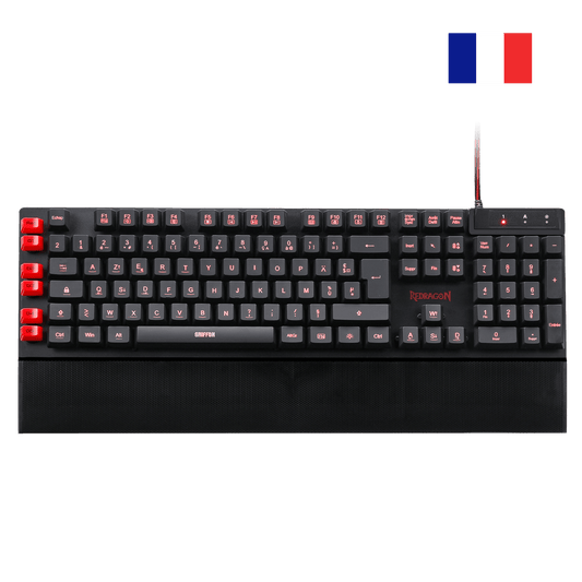 Redragon K505 Gaming Keyboard, French AZERTY, Rainbow Backlight, 26 Anti-Ghosting Keys, Wired Gaming Keyboard, Membrane Keyboard, 5 Key Macro Integration, Multimedia Shortcuts