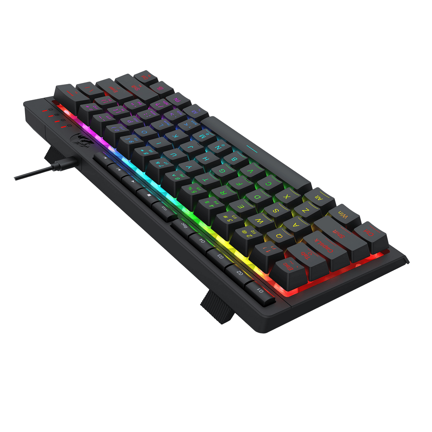 Redragon K522 60% RGB Membrane Gaming Keyboard, Compact 61 Keys Linear Mechanical-Feel Switch Keyboard w/ 4 Extra On-Board Macro Keys & Media Control Keys