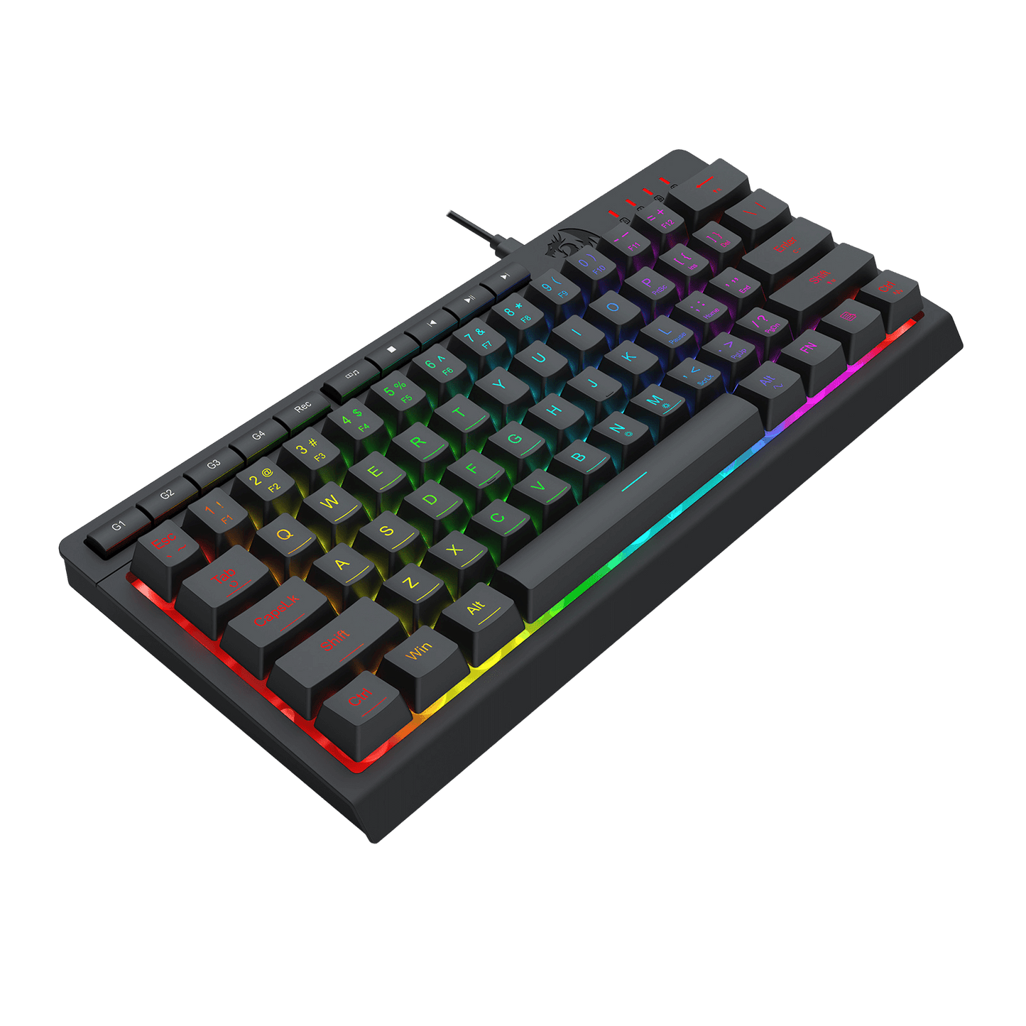 Redragon K522 60% RGB Membrane Gaming Keyboard, Compact 61 Keys Linear Mechanical-Feel Switch Keyboard w/ 4 Extra On-Board Macro Keys & Media Control Keys