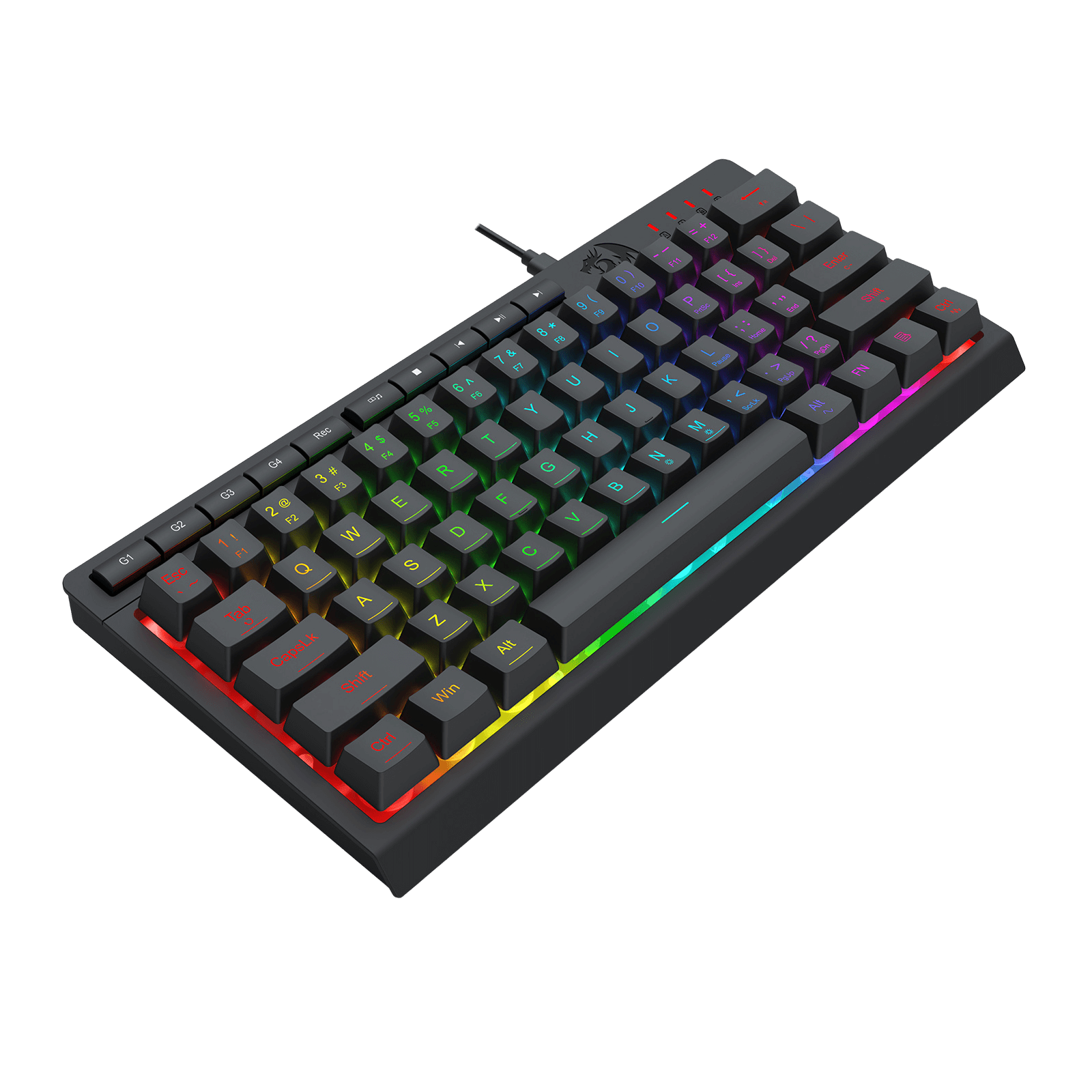 Redragon K522 60% RGB Membrane Gaming Keyboard, Compact 61 Keys Linear Mechanical-Feel Switch Keyboard w/ 4 Extra On-Board Macro Keys & Media Control Keys
