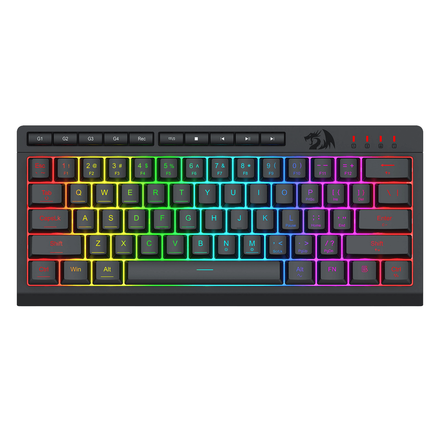 Redragon K522 60% RGB Membrane Gaming Keyboard, Compact 61 Keys Linear Mechanical-Feel Switch Keyboard w/ 4 Extra On-Board Macro Keys & Media Control Keys