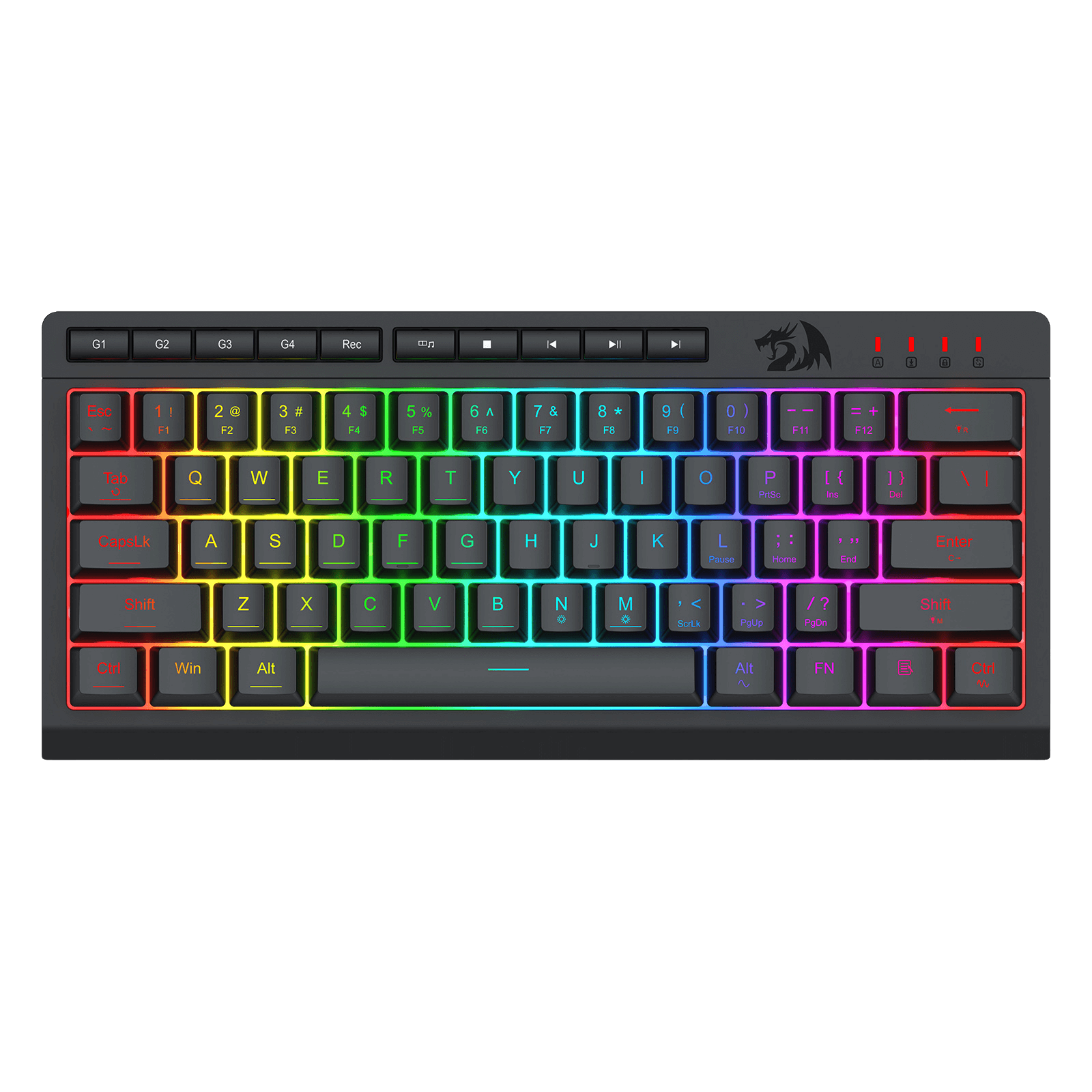 Redragon K522 60% RGB Membrane Gaming Keyboard, Compact 61 Keys Linear Mechanical-Feel Switch Keyboard w/ 4 Extra On-Board Macro Keys & Media Control Keys