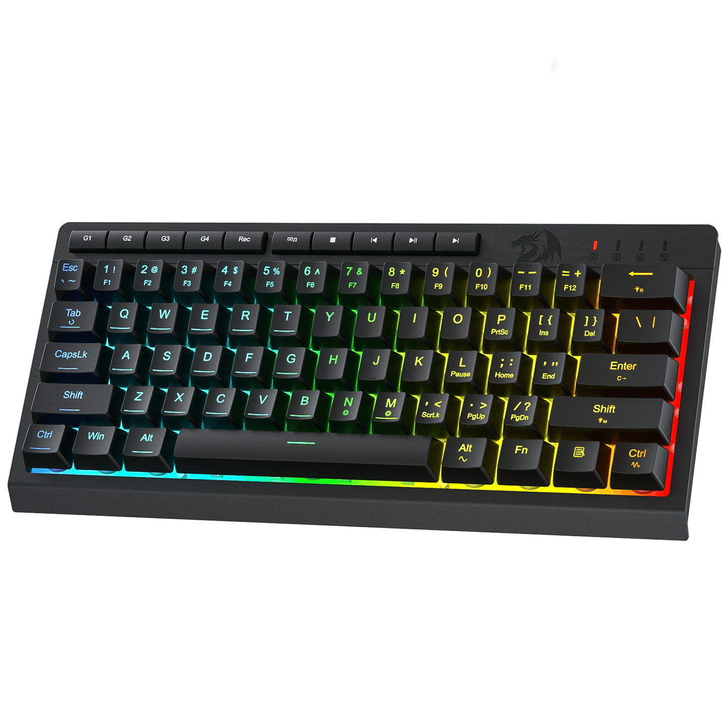 Gaming keyboard with RGB lighting on a black background | show