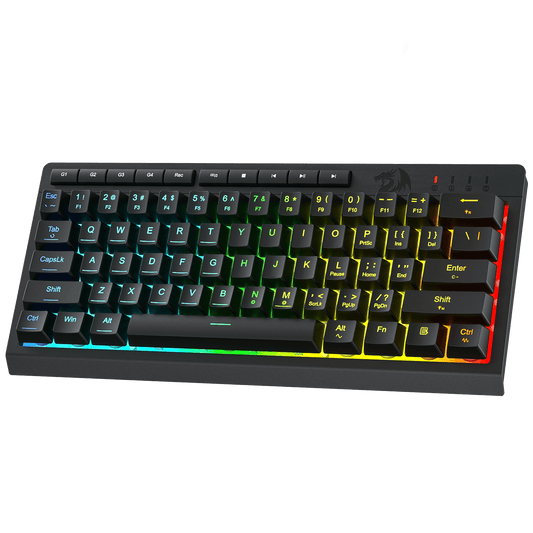 Gaming keyboard with RGB lighting on a black background | show