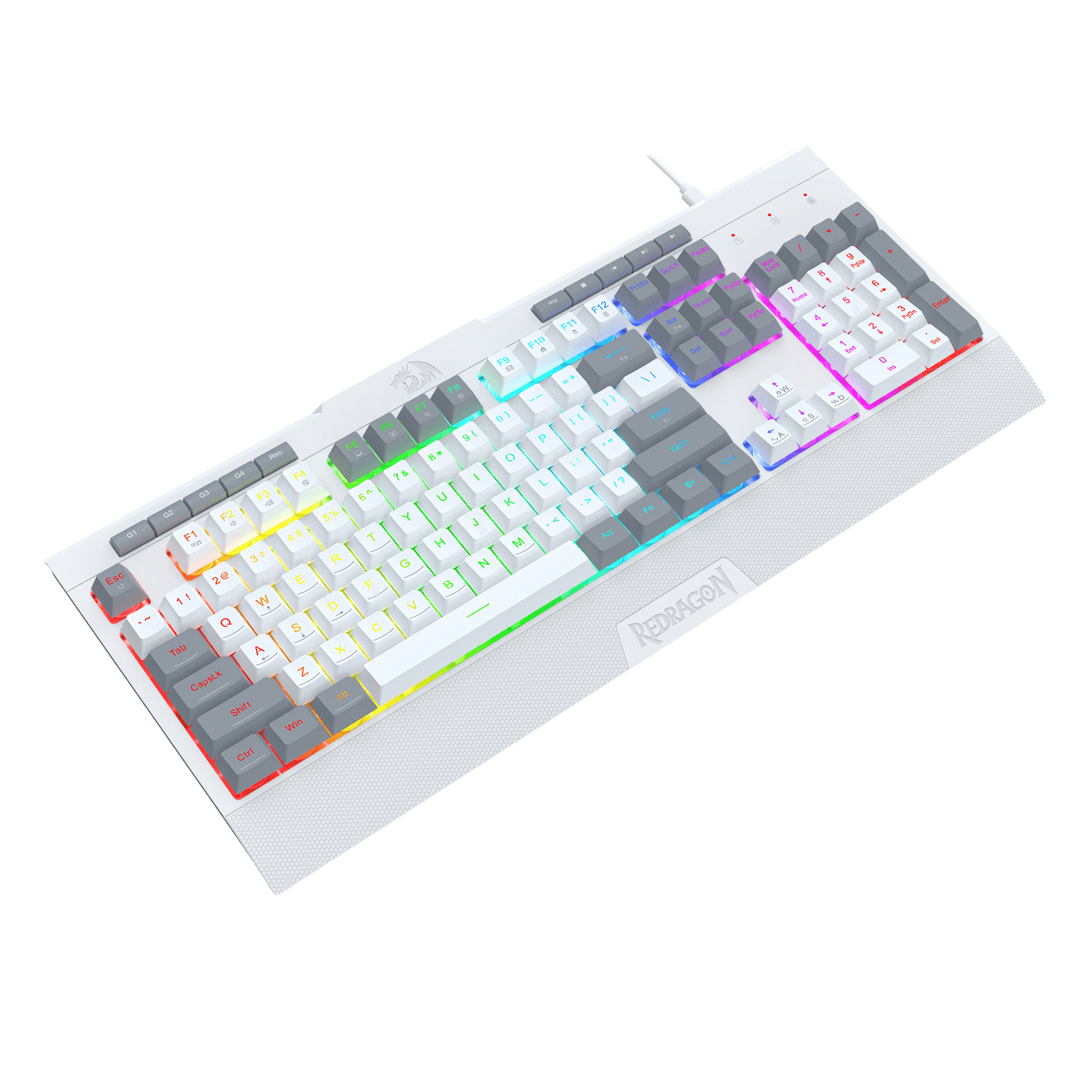 Redragon K525 RGB Backlit Membrane Gaming Keyboard with Multimedia Keys, Linear Mechanical-Feel Switch, 4 Extra On-Board Macro Keys, Dedicated Media Control, Detachable Wrist Rest