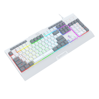Redragon K525 RGB Backlit Membrane Gaming Keyboard with Multimedia Keys, Linear Mechanical-Feel Switch, 4 Extra On-Board Macro Keys, Dedicated Media Control, Detachable Wrist Rest