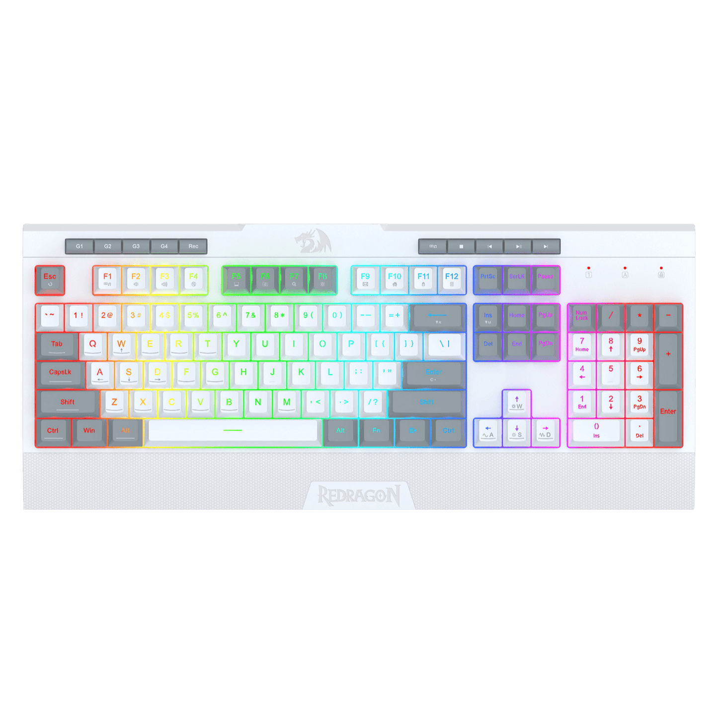 Redragon K525 RGB Backlit Membrane Gaming Keyboard with Multimedia Keys, Linear Mechanical-Feel Switch, 4 Extra On-Board Macro Keys, Dedicated Media Control, Detachable Wrist Rest