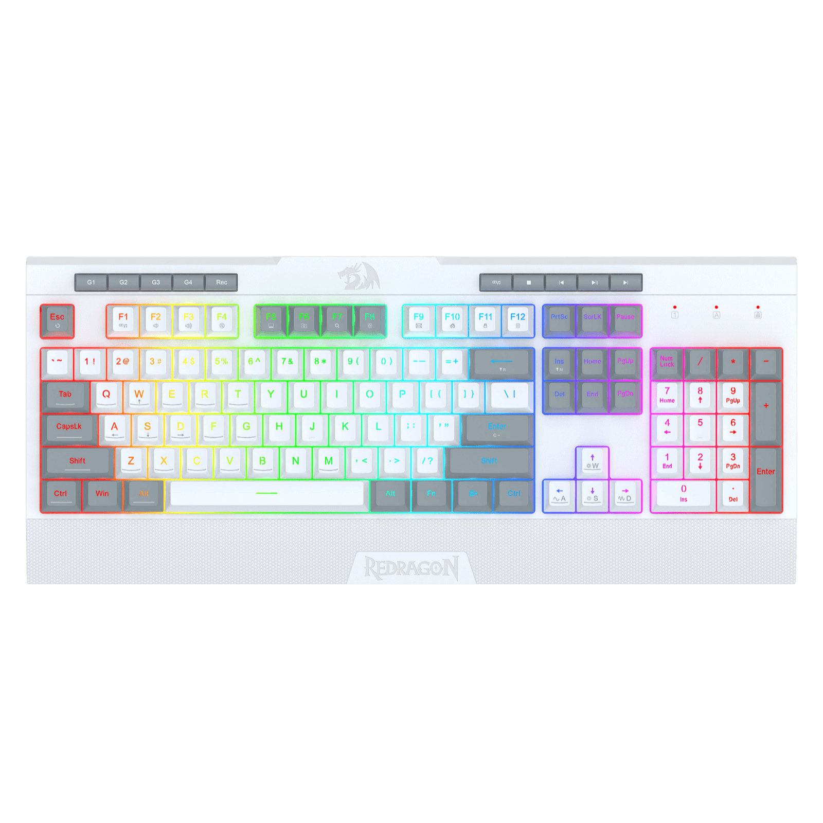 Redragon K525 RGB Backlit Membrane Gaming Keyboard with Multimedia Keys, Linear Mechanical-Feel Switch, 4 Extra On-Board Macro Keys, Dedicated Media Control, Detachable Wrist Rest