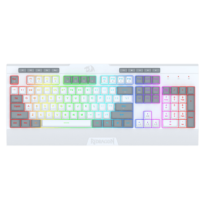 Redragon K525 RGB Backlit Membrane Gaming Keyboard with Multimedia Keys, Linear Mechanical-Feel Switch, 4 Extra On-Board Macro Keys, Dedicated Media Control, Detachable Wrist Rest