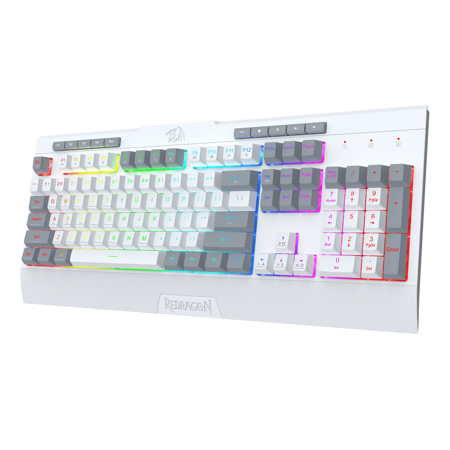 Redragon K525 RGB Backlit Membrane Gaming Keyboard with Multimedia Keys, Linear Mechanical-Feel Switch, 4 Extra On-Board Macro Keys, Dedicated Media Control, Detachable Wrist Rest