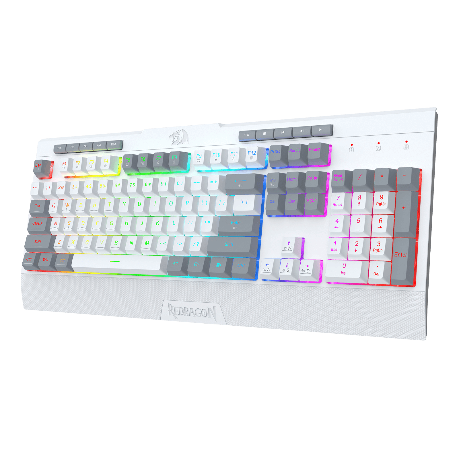Redragon K525 RGB Backlit Membrane Gaming Keyboard with Multimedia Keys, Linear Mechanical-Feel Switch, 4 Extra On-Board Macro Keys, Dedicated Media Control, Detachable Wrist Rest