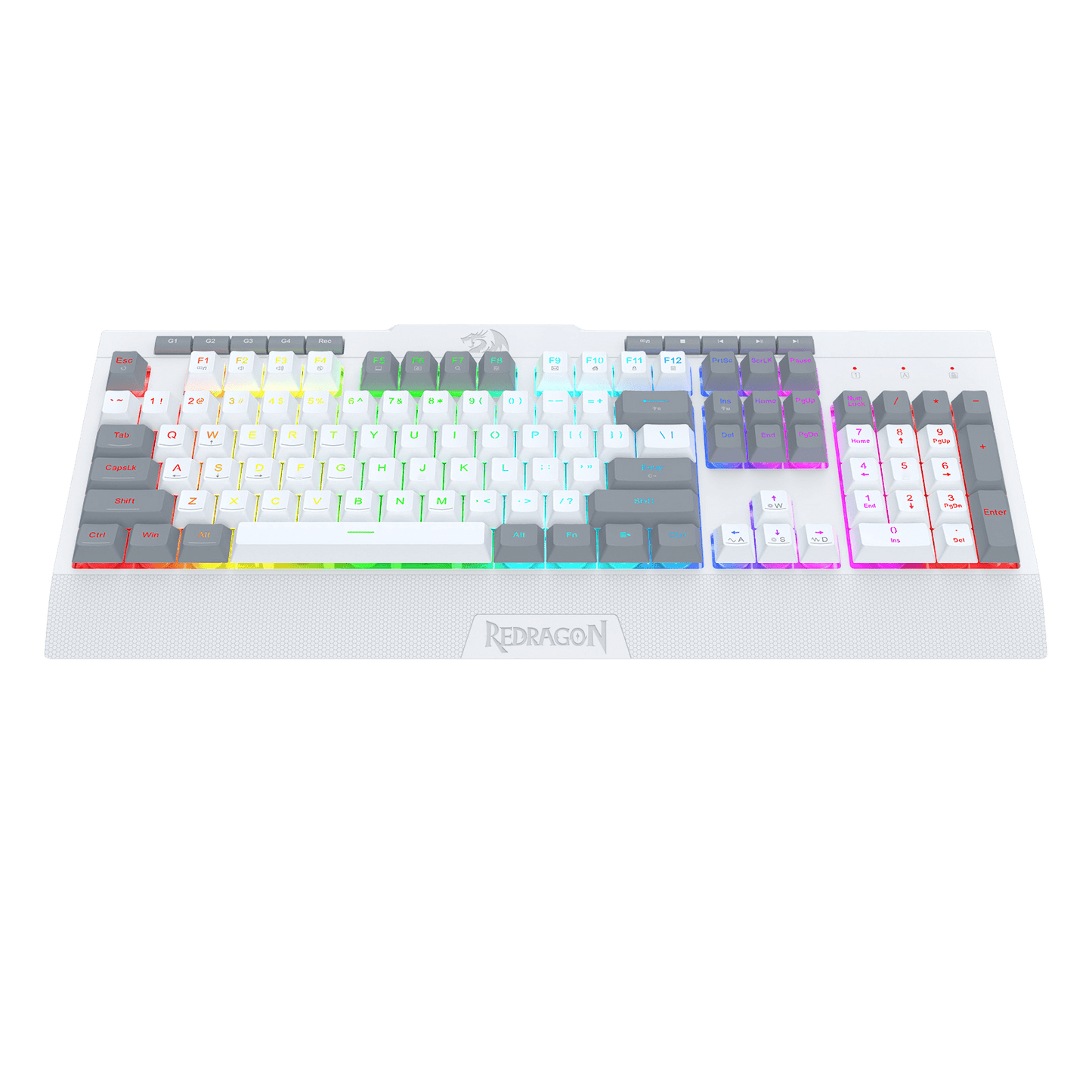 Redragon K525 RGB Backlit Membrane Gaming Keyboard with Multimedia Keys, Linear Mechanical-Feel Switch, 4 Extra On-Board Macro Keys, Dedicated Media Control, Detachable Wrist Rest