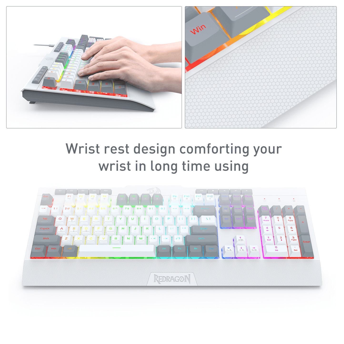 Redragon K525 RGB Backlit Membrane Gaming Keyboard with Multimedia Keys, Linear Mechanical-Feel Switch, 4 Extra On-Board Macro Keys, Dedicated Media Control, Detachable Wrist Rest