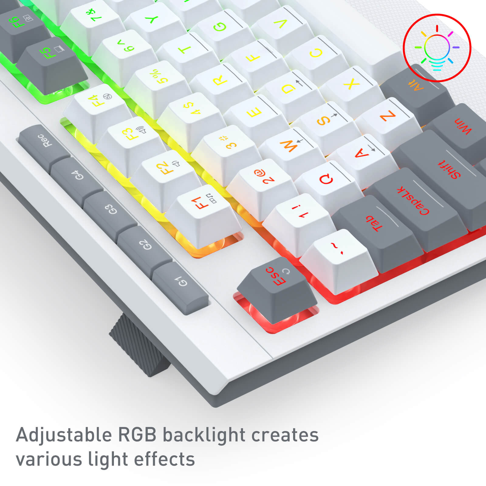 Redragon K525 RGB Backlit Membrane Gaming Keyboard with Multimedia Keys, Linear Mechanical-Feel Switch, 4 Extra On-Board Macro Keys, Dedicated Media Control, Detachable Wrist Rest