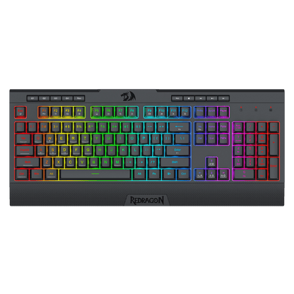 Redragon K525 RGB Backlit Membrane Gaming Keyboard with Multimedia Keys, Linear Mechanical-Feel Switch, 4 Extra On-Board Macro Keys, Dedicated Media Control, Detachable Wrist Rest