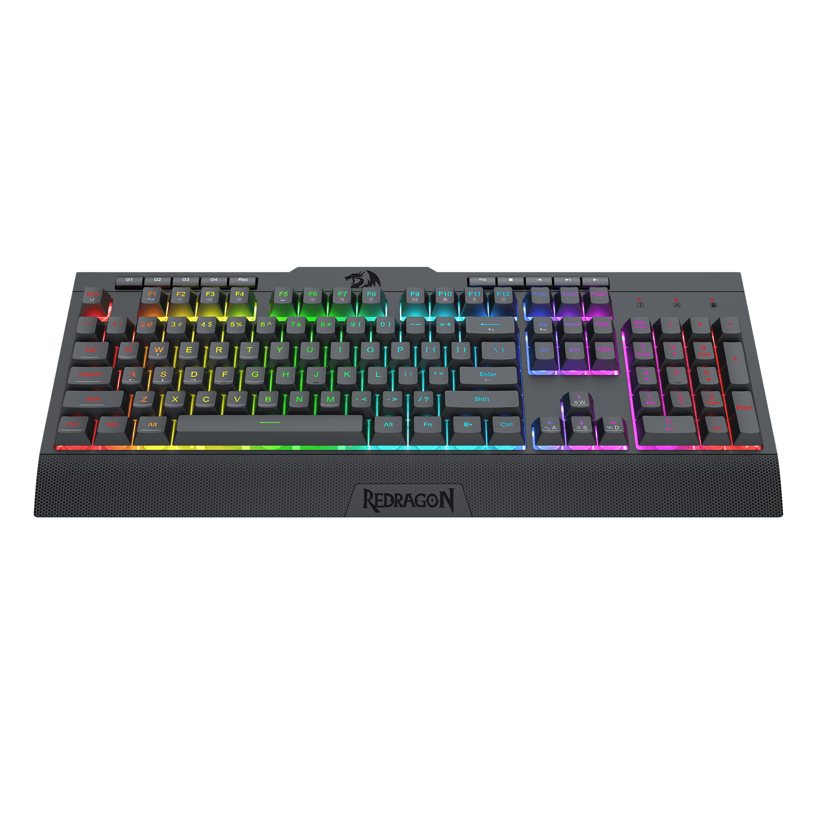Redragon K525 RGB Backlit Membrane Gaming Keyboard with Multimedia Keys, Linear Mechanical-Feel Switch, 4 Extra On-Board Macro Keys, Dedicated Media Control, Detachable Wrist Rest
