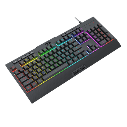 Redragon K525 RGB Backlit Membrane Gaming Keyboard with Multimedia Keys, Linear Mechanical-Feel Switch, 4 Extra On-Board Macro Keys, Dedicated Media Control, Detachable Wrist Rest
