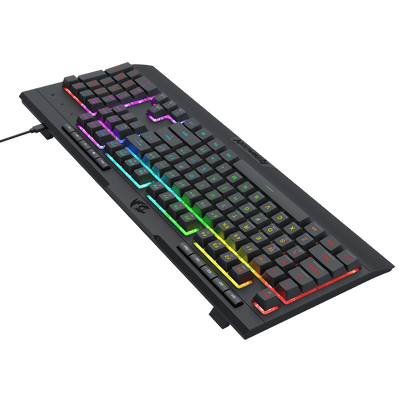 Redragon K525 RGB Backlit Membrane Gaming Keyboard with Multimedia Keys, Linear Mechanical-Feel Switch, 4 Extra On-Board Macro Keys, Dedicated Media Control, Detachable Wrist Rest