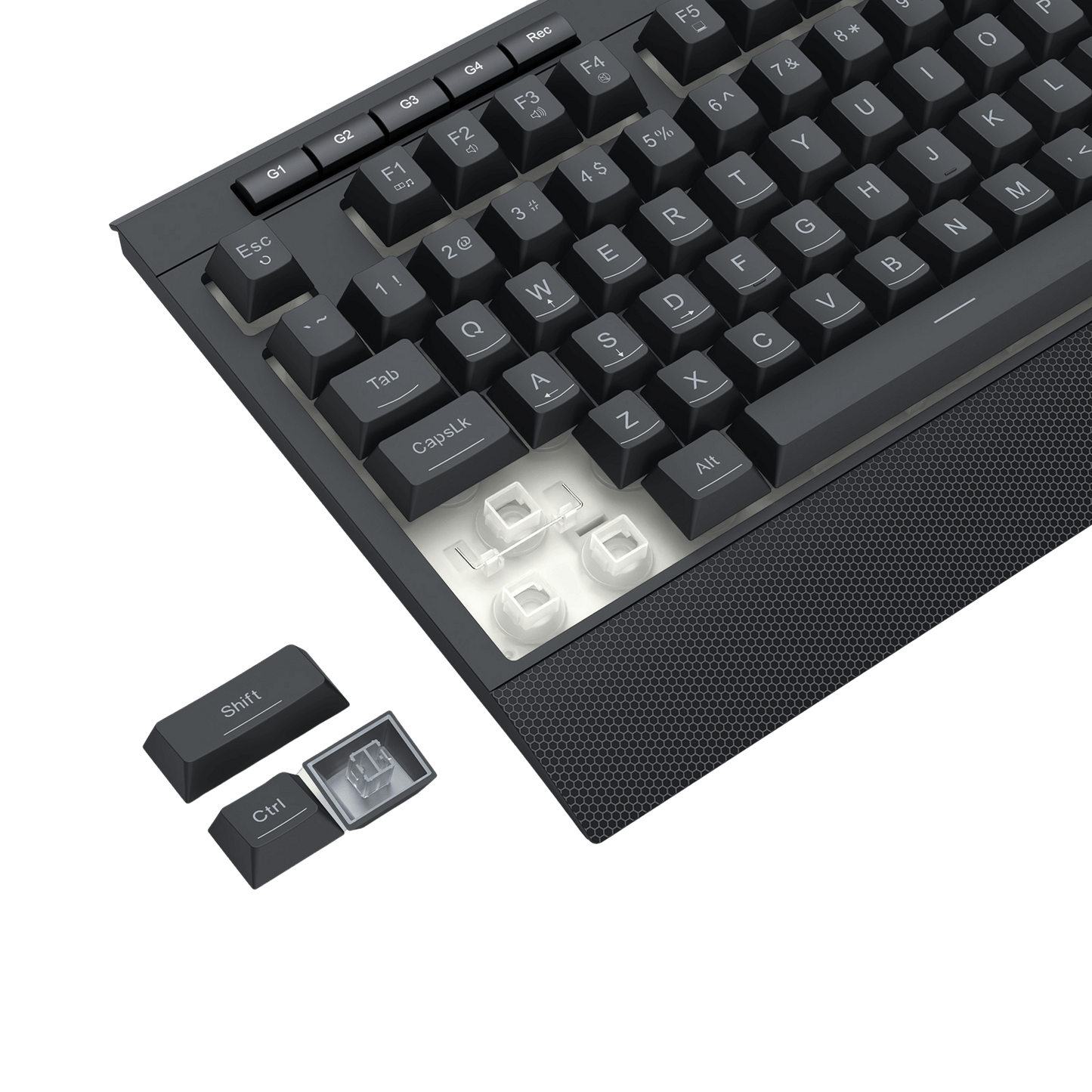Redragon K525 RGB Backlit Membrane Gaming Keyboard with Multimedia Keys, Linear Mechanical-Feel Switch, 4 Extra On-Board Macro Keys, Dedicated Media Control, Detachable Wrist Rest