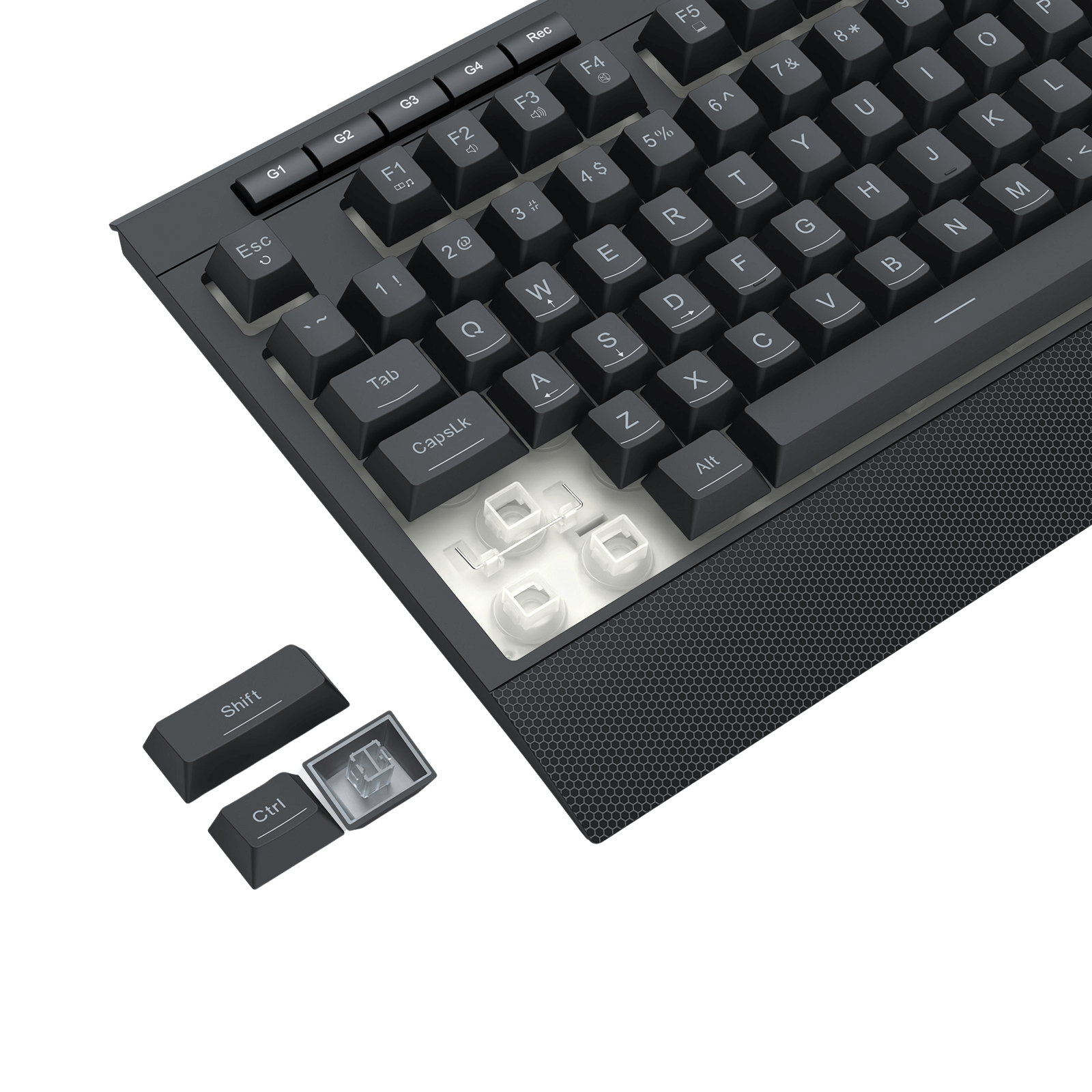 Redragon K525 RGB Backlit Membrane Gaming Keyboard with Multimedia Keys, Linear Mechanical-Feel Switch, 4 Extra On-Board Macro Keys, Dedicated Media Control, Detachable Wrist Rest
