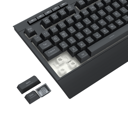 Redragon K525 RGB Backlit Membrane Gaming Keyboard with Multimedia Keys, Linear Mechanical-Feel Switch, 4 Extra On-Board Macro Keys, Dedicated Media Control, Detachable Wrist Rest
