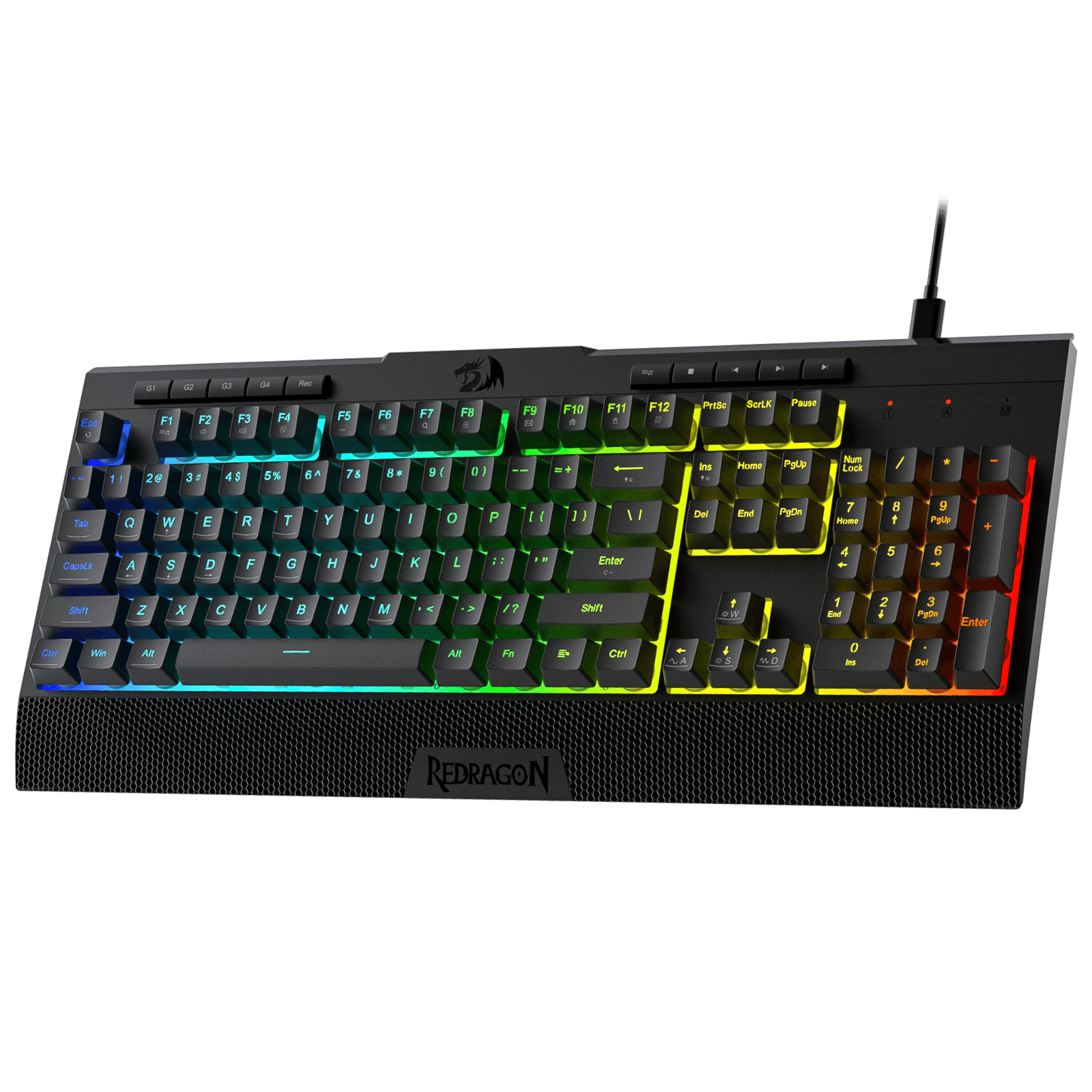 Redragon K525 RGB Backlit Membrane Gaming Keyboard with Multimedia Keys, Linear Mechanical-Feel Switch, 4 Extra On-Board Macro Keys, Dedicated Media Control, Detachable Wrist Rest | show