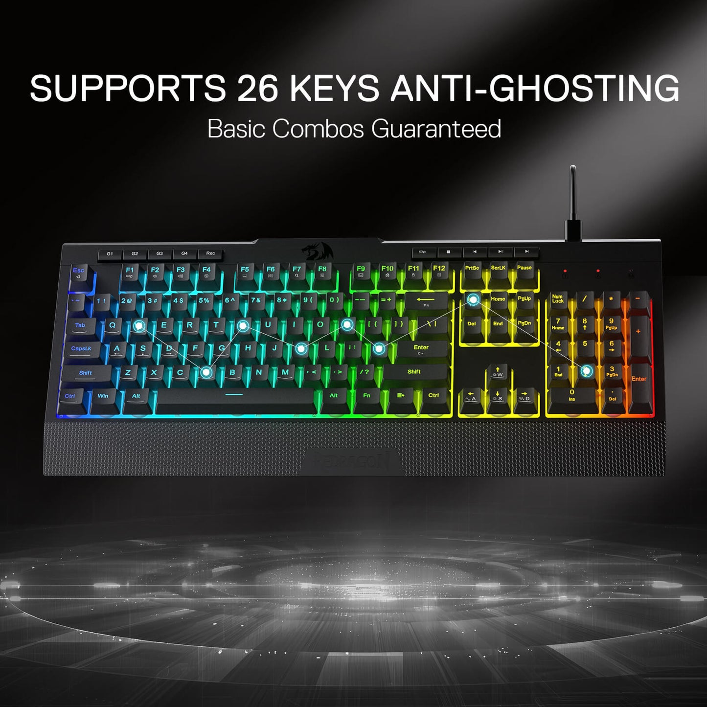 redragon K525 gaming keyboard supports 26 keys anti-ghosting