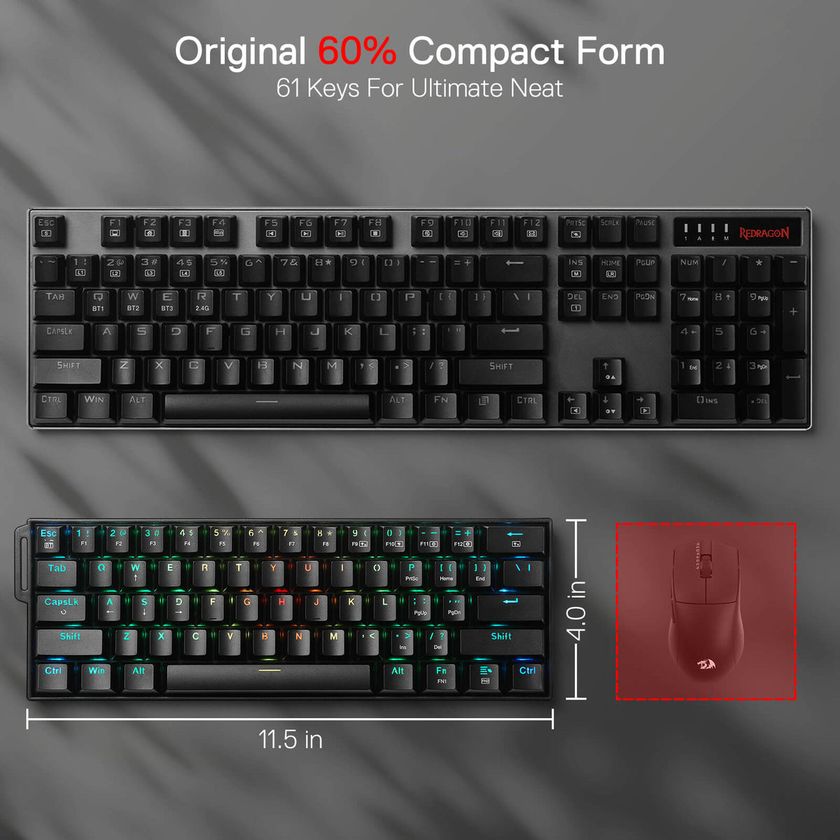 Redragon K530 Draconic 60% Small Wireless Mechanical Gaming Keyboard ...