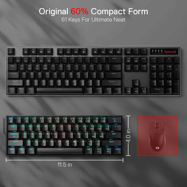 Redragon K530 Draconic 60% Small Wireless Mechanical Gaming Keyboard ...