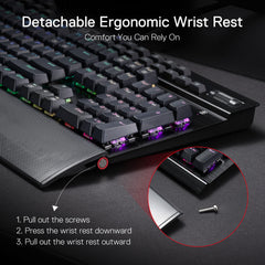 Redragon K550 RGB Gaming Keyboard, 104 Keys + 12 Macro G Keys Wired Mechanical Keyboard w/Aluminum Top Plate, Custom Clicky Purple Switch, Extra USB Port & Wrist Rest