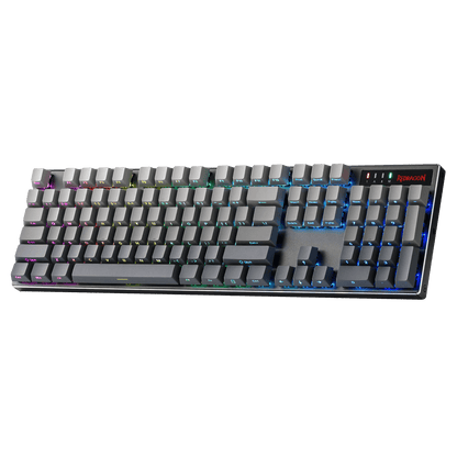 Redragon K556 PRO 104 Keys Wireless RGB Gaming Keyboard, Tri-Mode Aluminum Mechanical Keyboard w/Noise Dampening Layers, Hot-Swap South-Facing RGB Socket, Gradient PBT Keycaps & Custom Linear Switch
