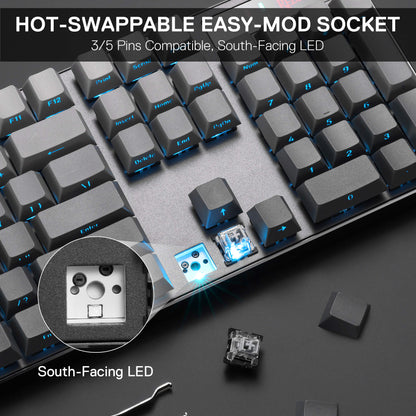 Redragon K556 PRO 104 Keys Wireless RGB Gaming Keyboard, Tri-Mode Aluminum Mechanical Keyboard w/Noise Dampening Layers, Hot-Swap South-Facing RGB Socket, Gradient PBT Keycaps & Custom Linear Switch