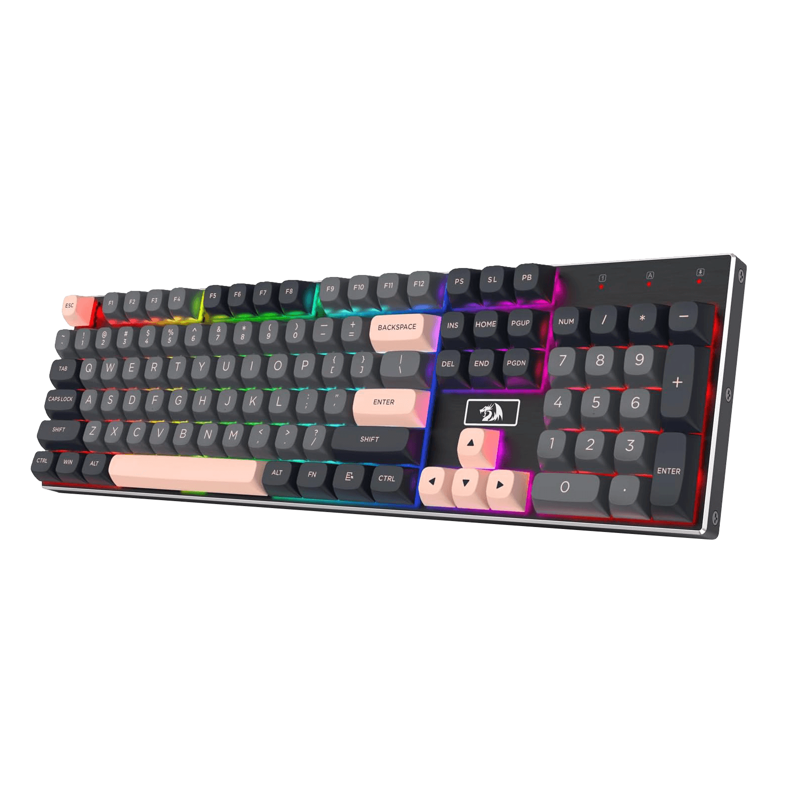 Redragon K556 SE Wired Gaming Keyboard, 104 Keys Hot-Swap Mechanical Keyboard w/Original Aluminum Base, Upgraded Socket, Noise Dampening Kit, PBT Keycaps & Custom Linear Switch, Dawn Sakura Color