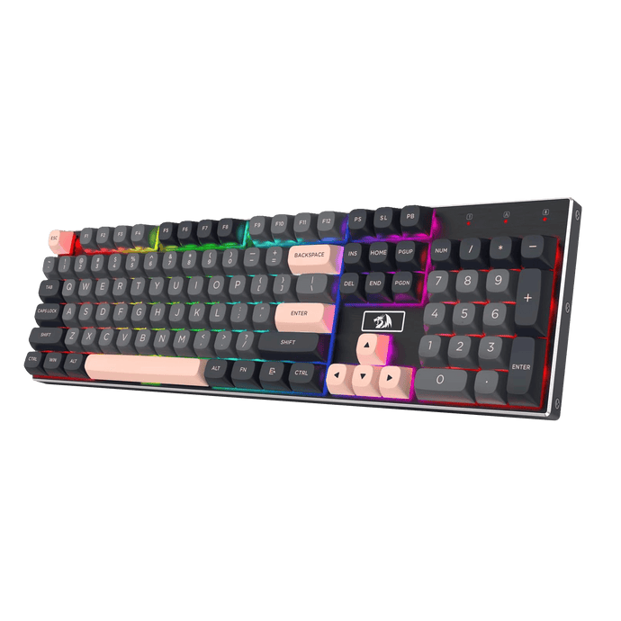 Redragon K556 SE Wired Gaming Keyboard, 104 Keys Hot-Swap Mechanical Keyboard w/Original Aluminum Base, Upgraded Socket, Noise Dampening Kit, PBT Keycaps & Custom Linear Switch, Dawn Sakura Color