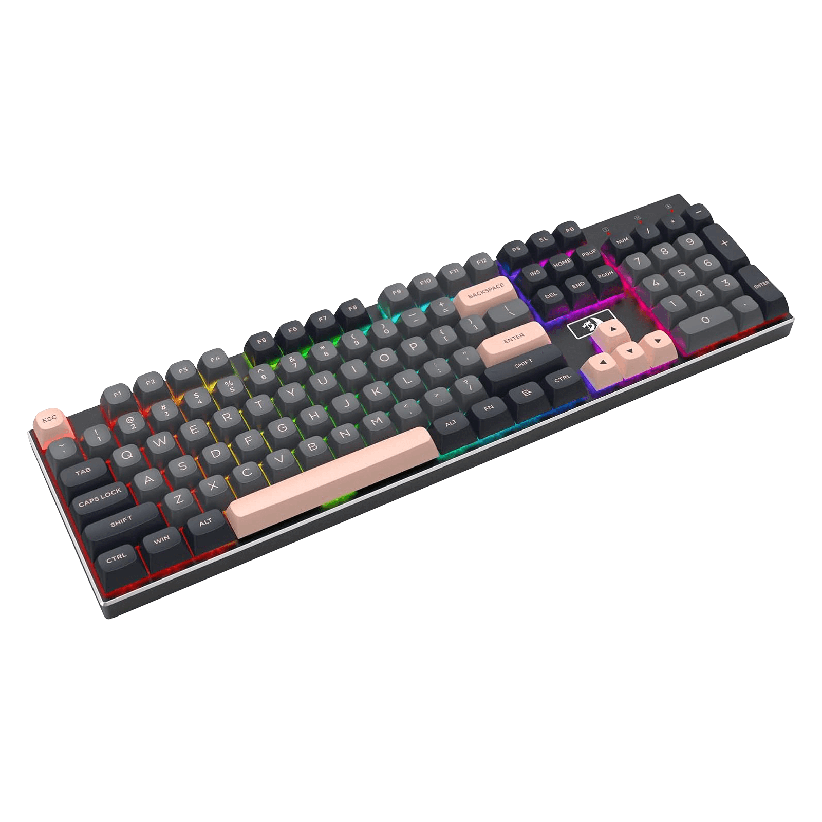 Redragon K556 SE Wired Gaming Keyboard, 104 Keys Hot-Swap Mechanical Keyboard w/Original Aluminum Base, Upgraded Socket, Noise Dampening Kit, PBT Keycaps & Custom Linear Switch, Dawn Sakura Color