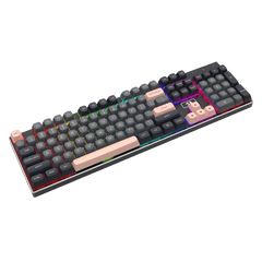 Redragon K556 SE Wired Gaming Keyboard, 104 Keys Hot-Swap Mechanical Keyboard w/Original Aluminum Base, Upgraded Socket, Noise Dampening Kit, PBT Keycaps & Custom Linear Switch, Dawn Sakura Color