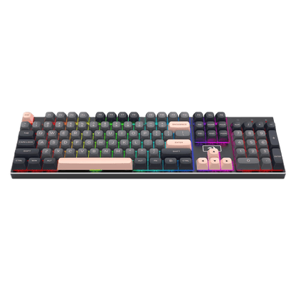 Redragon K556 SE Wired Gaming Keyboard, 104 Keys Hot-Swap Mechanical Keyboard w/Original Aluminum Base, Upgraded Socket, Noise Dampening Kit, PBT Keycaps & Custom Linear Switch, Dawn Sakura Color