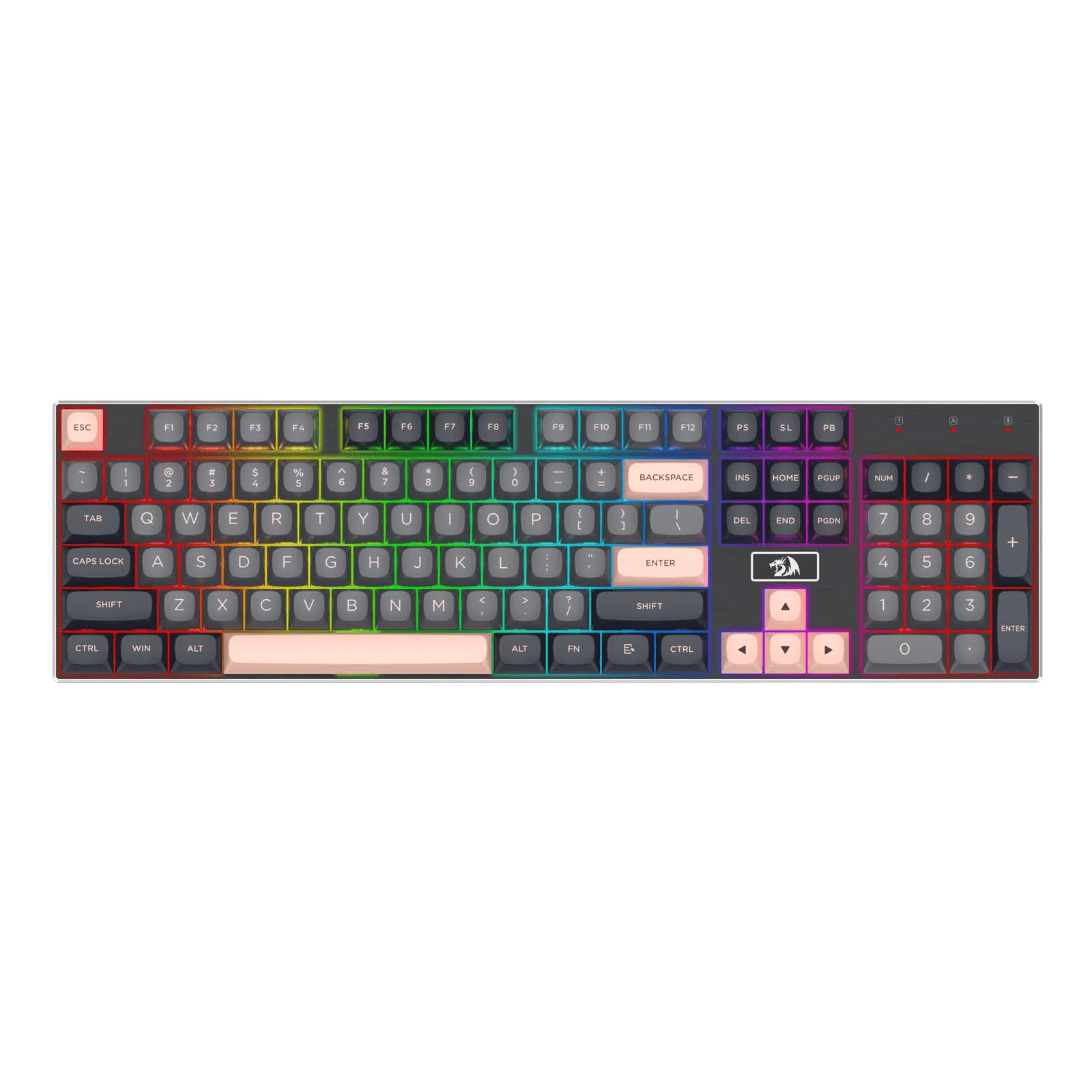 Redragon K556 SE Wired Gaming Keyboard, 104 Keys Hot-Swap Mechanical Keyboard w/Original Aluminum Base, Upgraded Socket, Noise Dampening Kit, PBT Keycaps & Custom Linear Switch, Dawn Sakura Color