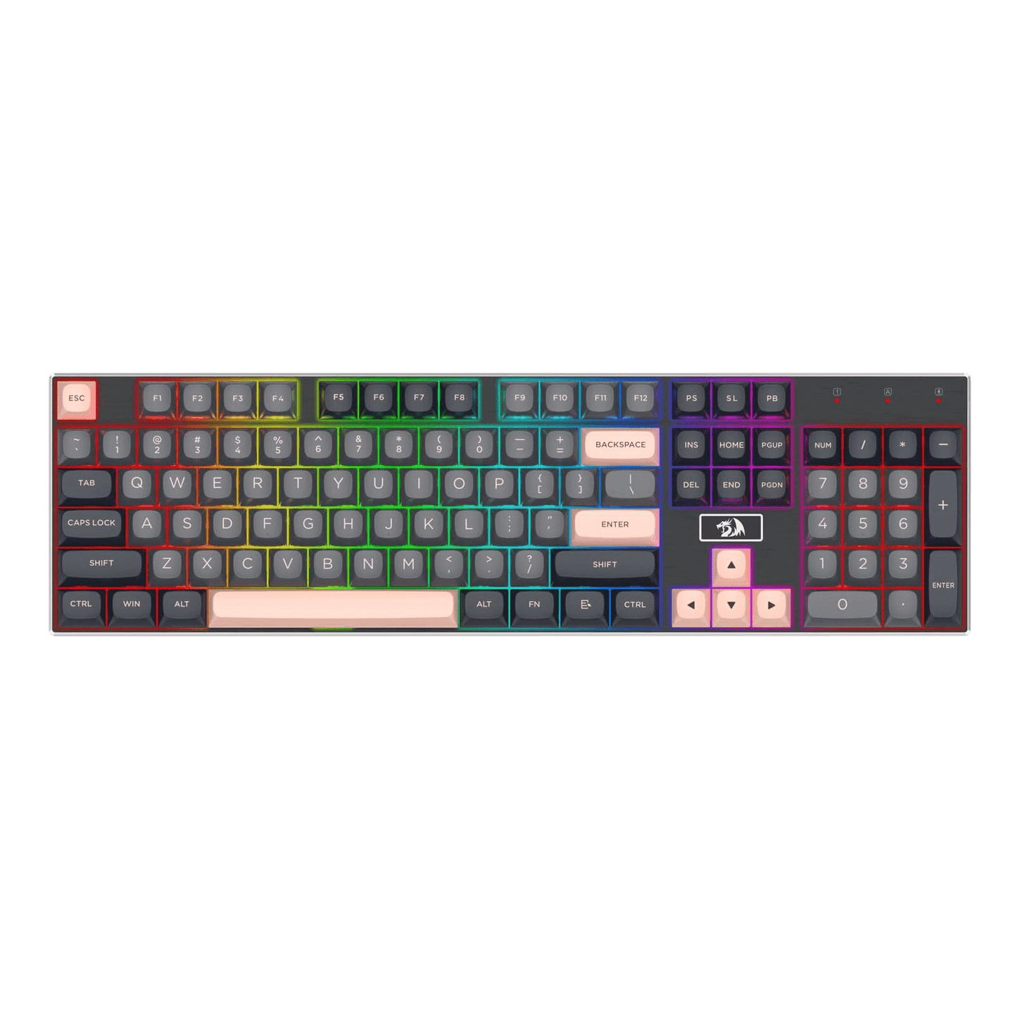 Redragon K556 SE Wired Gaming Keyboard, 104 Keys Hot-Swap Mechanical Keyboard w/Original Aluminum Base, Upgraded Socket, Noise Dampening Kit, PBT Keycaps & Custom Linear Switch, Dawn Sakura Color