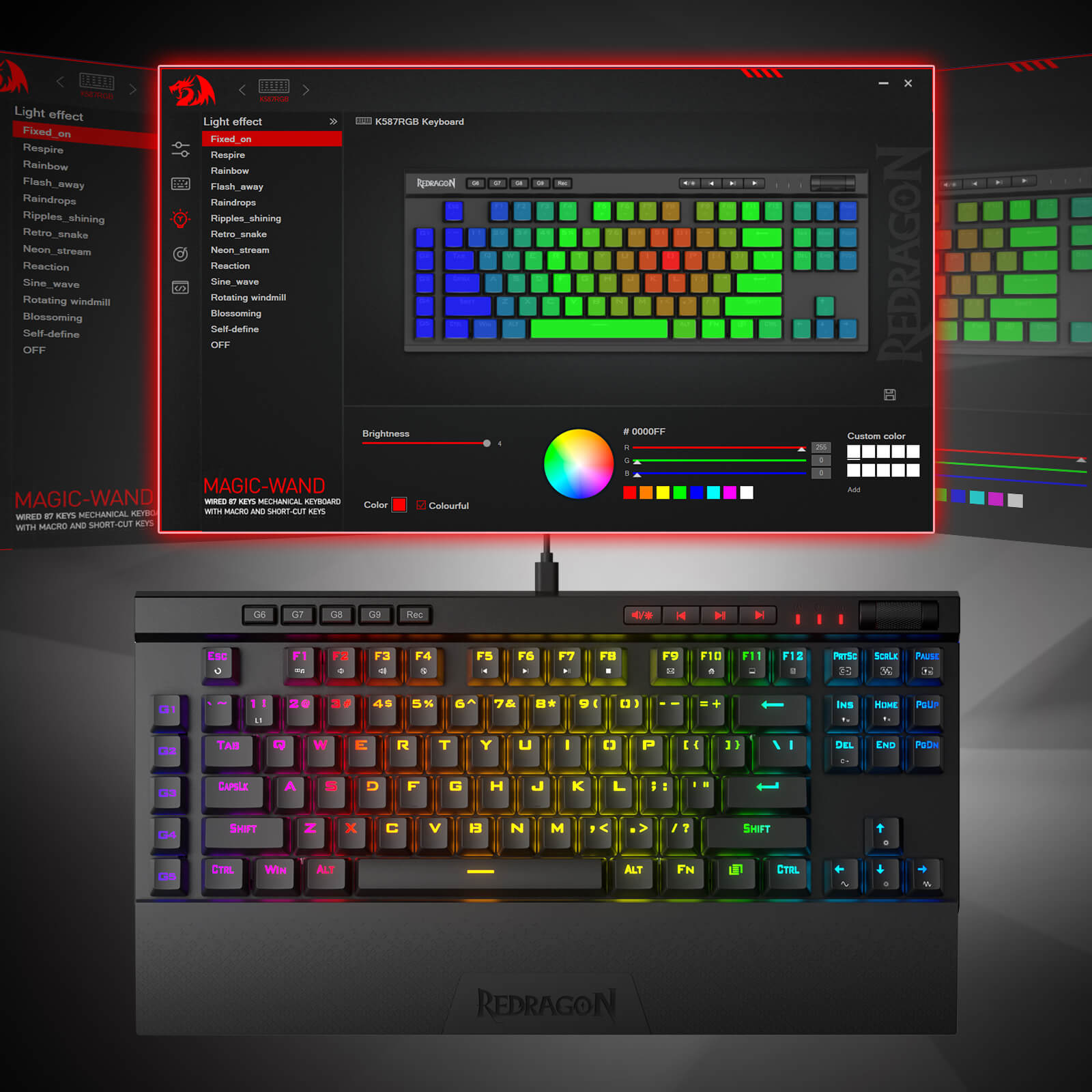 Redragon K587 MAGIC-WAND 87 Keys RGB TKL Mechanical Gaming Keyboard