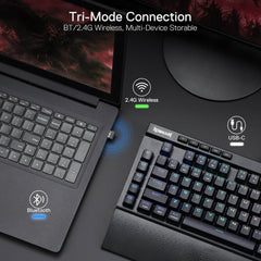 Redragon K587 PRO TKL RGB 3-Mode Wireless Mechanical 87 Keys Gaming Keyboard, 9 Dedicated Macro Keys, Media Control w/Detachable Wrist Rest, Hot-Swap Linear Red Switches