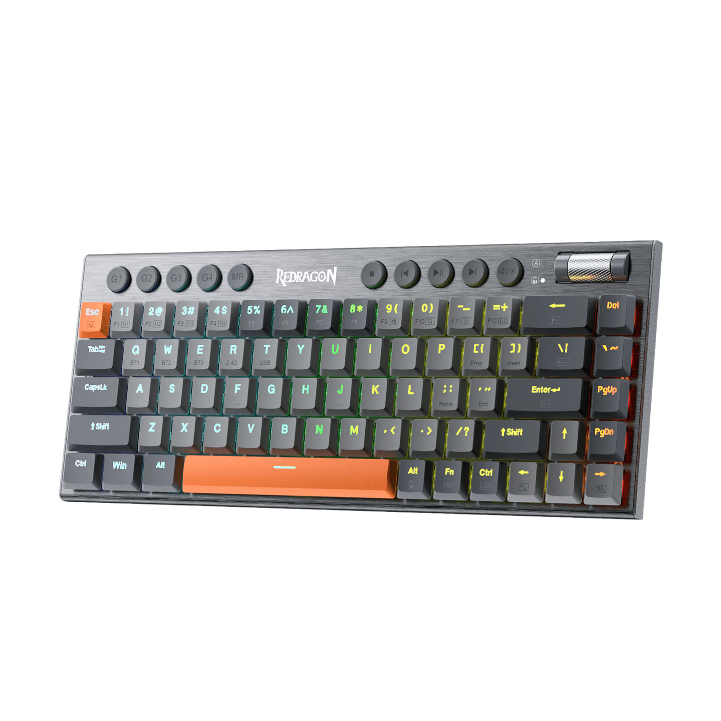 Redragon K609 65% Wireless RGB Mechanical Keyboard, BT/2.4Ghz/Wired Tri-Mode Ultra-Thin Low Profile Gaming Keyboard, On-Board Macros, Dedicated Media Control & Linear Red Switch