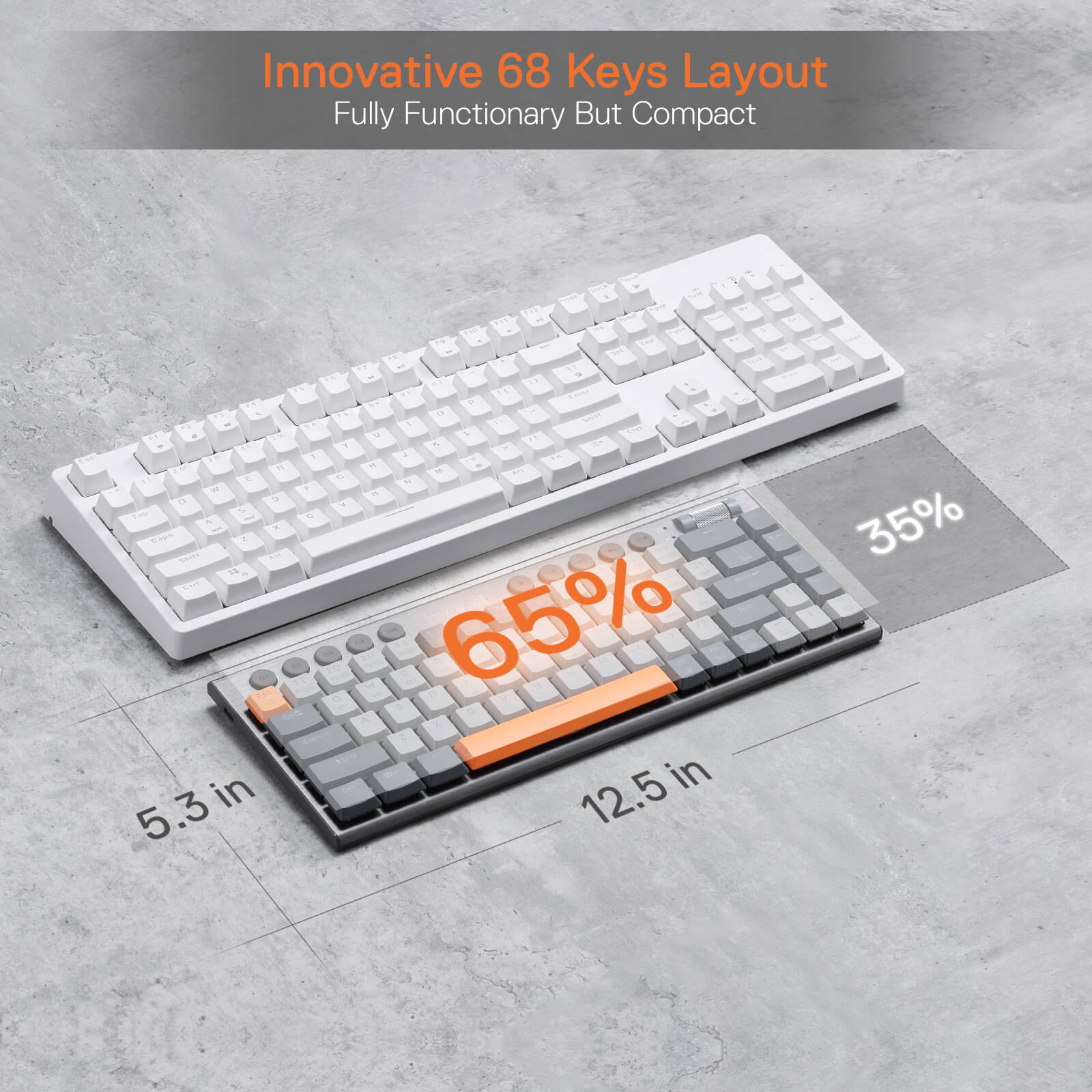 Redragon K609 65% Wireless RGB Mechanical Keyboard, BT/2.4Ghz/Wired Tri-Mode Ultra-Thin Low Profile Gaming Keyboard, On-Board Macros, Dedicated Media Control & Linear Red Switch