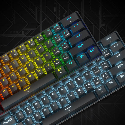Mechanical keyboard with RGB lighting on a dark background