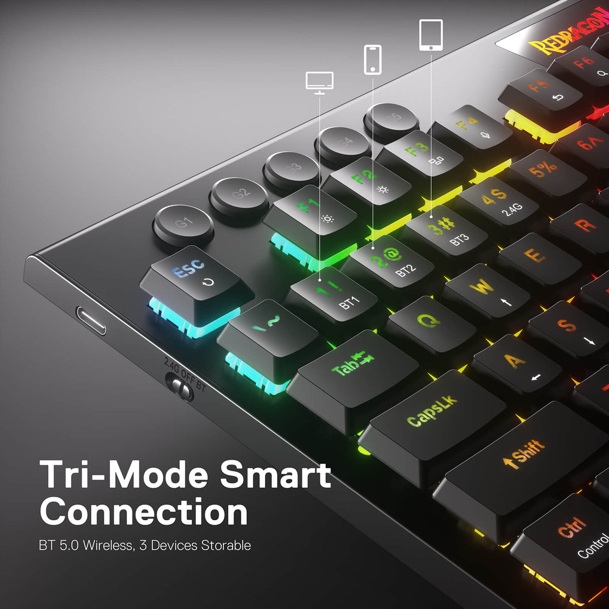 Redragon K618 Wireless Ultra-Thin Low Profile RGB Mechanical Keyboard ...