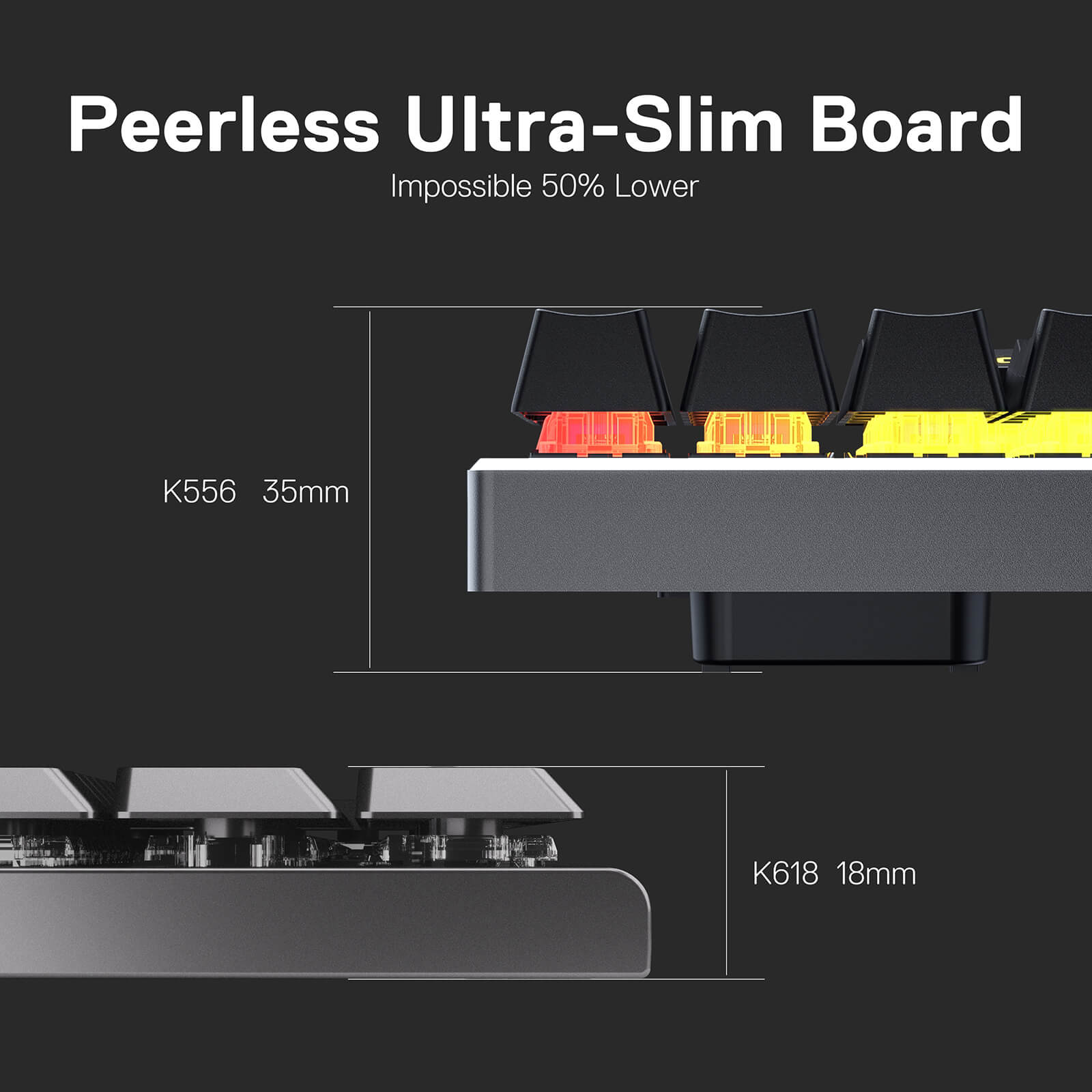 Redragon K618 Wireless Ultra-Thin Low Profile RGB Mechanical Keyboard