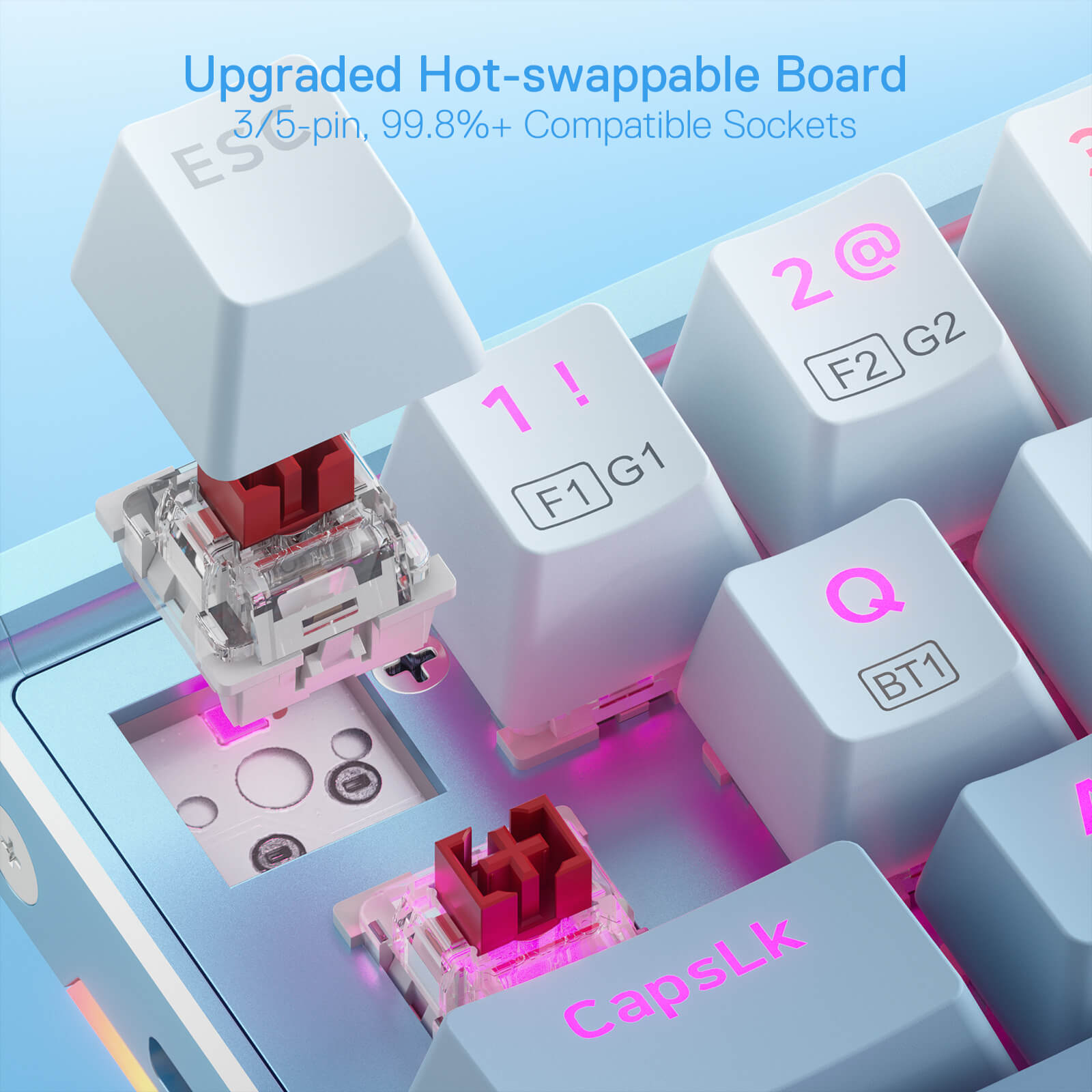 Redragon K641 SHACO PRO 65% Aluminum Mechanical Keyboard, Blue & Grey ...