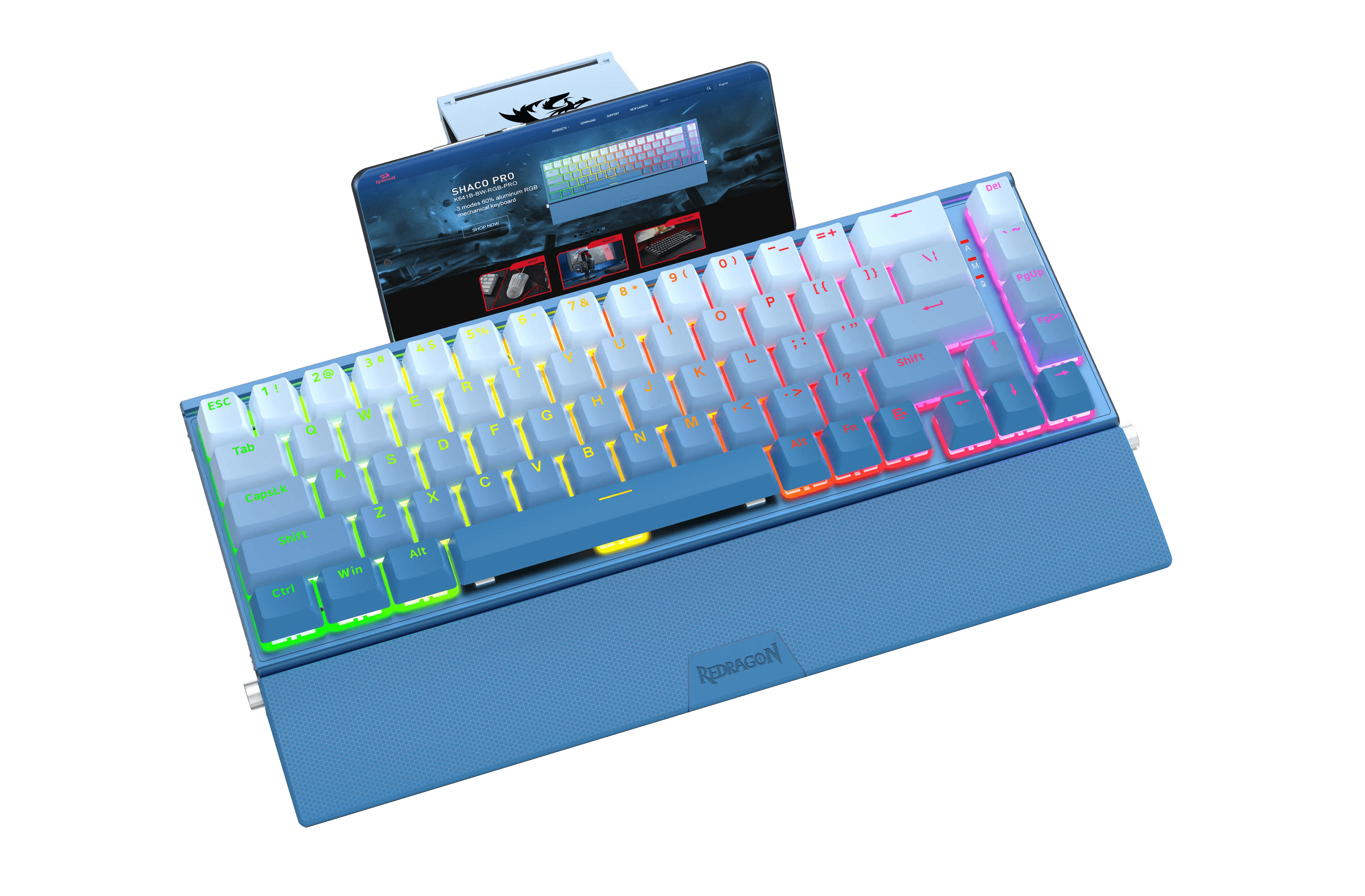 Redragon K641 SHACO PRO 65% Aluminum Mechanical Keyboard, Blue & Grey ...