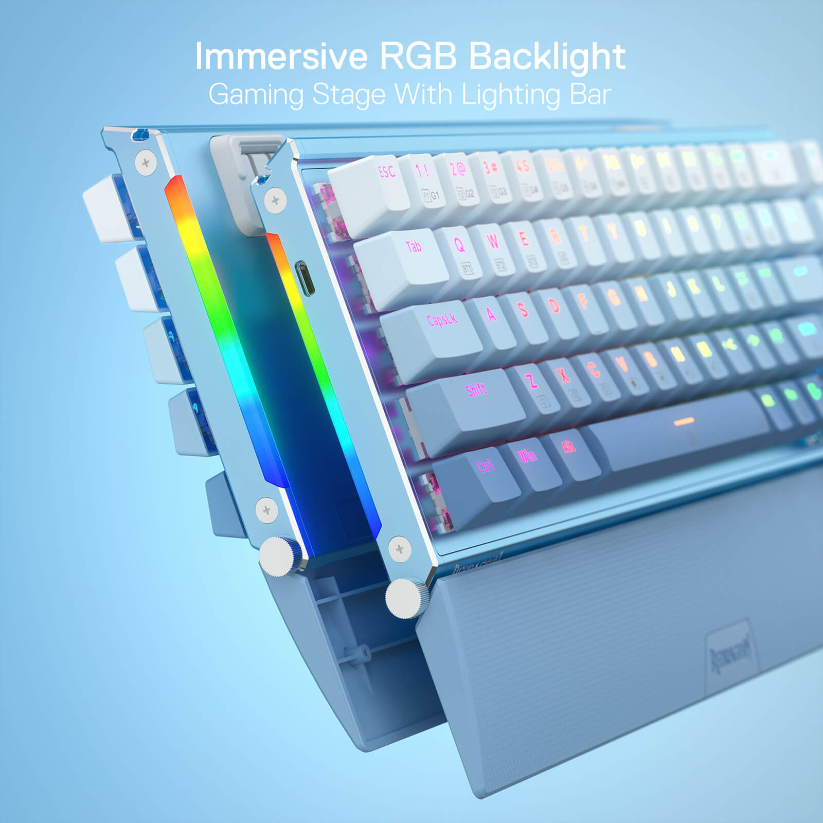 Redragon K641 SHACO PRO 65% Aluminum Mechanical Keyboard, Blue & Grey ...